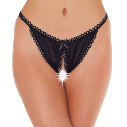 Black crotchless tanga for women, a cheeky and liberating lingerie choice for everyday wear.
