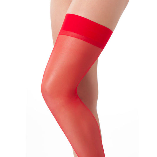 Rimba red stockings with a slight sheen, perfect for adding a touch of glamour.