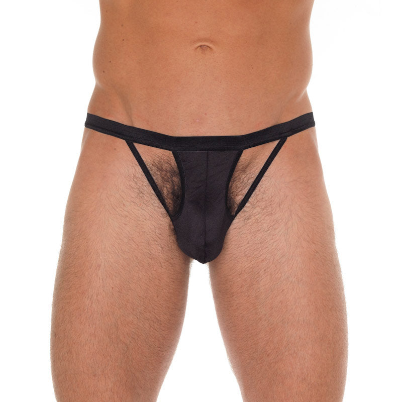 Black Rimba mens cut-out g-string with a daring, minimalist design for the modern man.