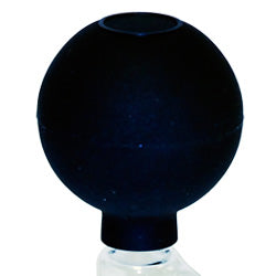 Close-up of a small, clear glass nipple pump from our female pump range.