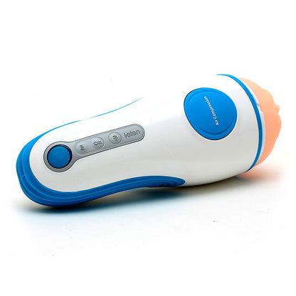 Rimba Leten Sm360 vibrating masturbator, showing ribbed interior and sleek black casing for pleasure.