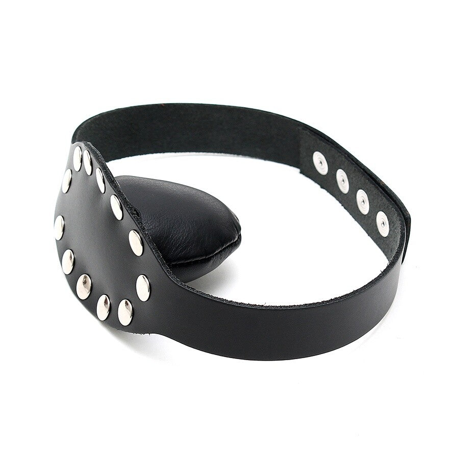 rimba leather gag with metal studs, a bondage accessory for playful restraint.