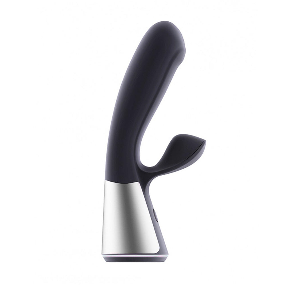 Rechargeable vibrator with clitoral stimulator, made by Kiiroo, with a smooth, modern design.