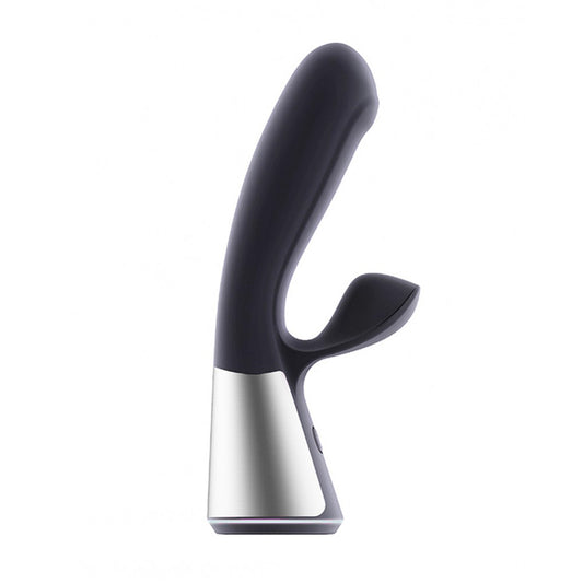 Rechargeable vibrator with clitoral stimulator, made by Kiiroo, with a smooth, modern design.