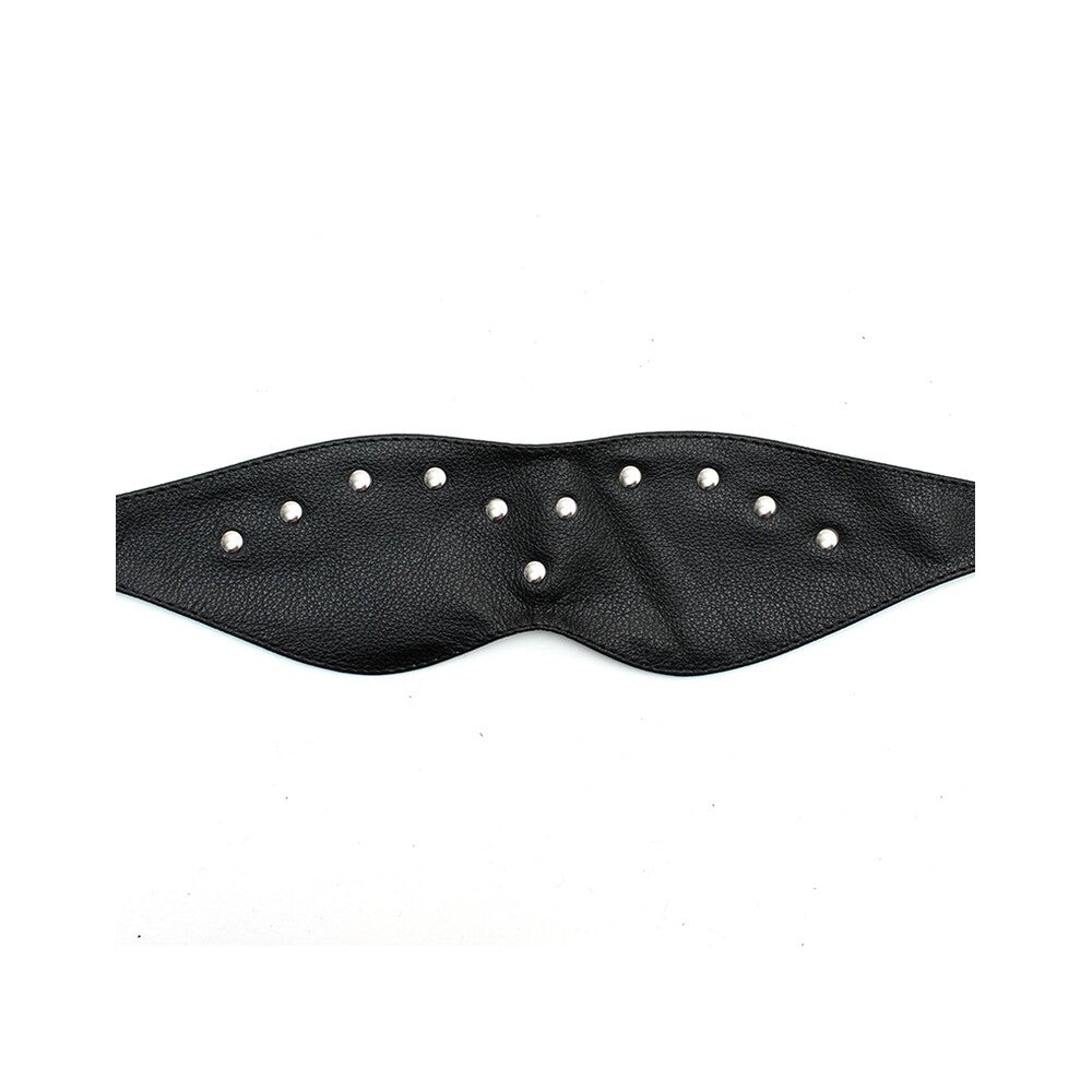 Rimba leather blindfold mask in black, a stylish and comfortable sleep aid accessory.