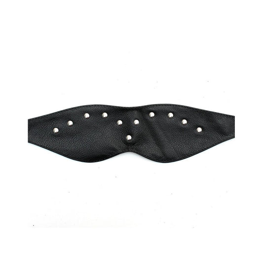 Rimba leather blindfold mask in black, a stylish and comfortable sleep aid accessory.