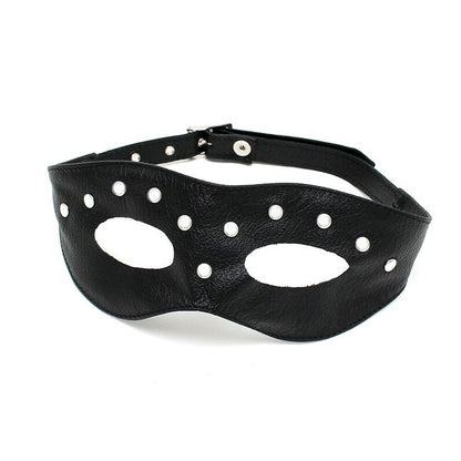 Rimba leather open eye mask with rivet details, for a touch of edgy allure.