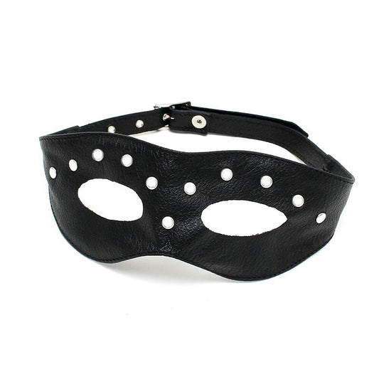 Rimba leather open eye mask with rivet details, for a touch of edgy allure.