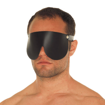 Rimba supple black leather blindfold, perfect for adding a touch of luxury to your night.