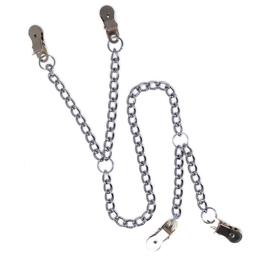 Rimba nipple clamps with textured metal finish, designed for sensual play and experimentation.