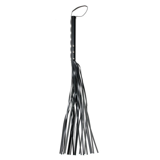 Rimba leather whip, 38 inches long, showing a classic black braided design.