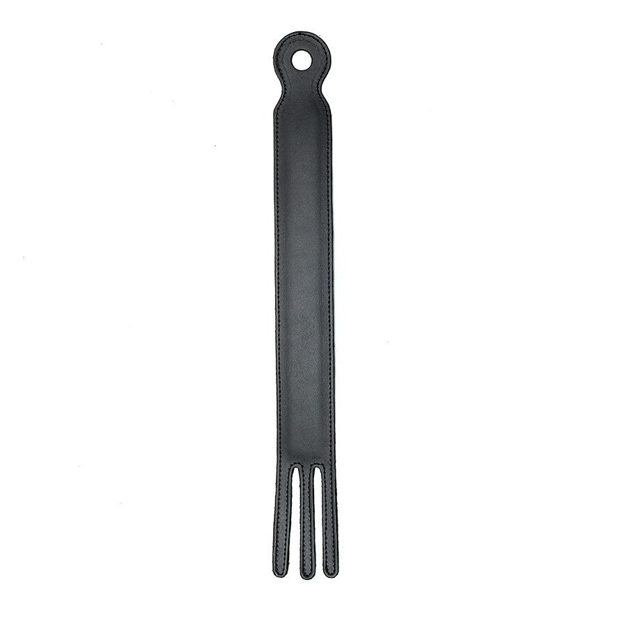 Rimba fork paddle, a handcrafted wooden paddle, showing the distinctive forked blade design.