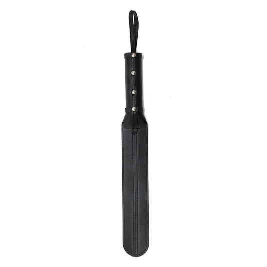 rimba thin leather paddle, shown in a close-up shot highlighting its smooth finish and elegant design.