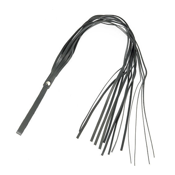 rimba leather floppy whip, dark brown cowhide, with a soft, flexible handle, suitable for playful use