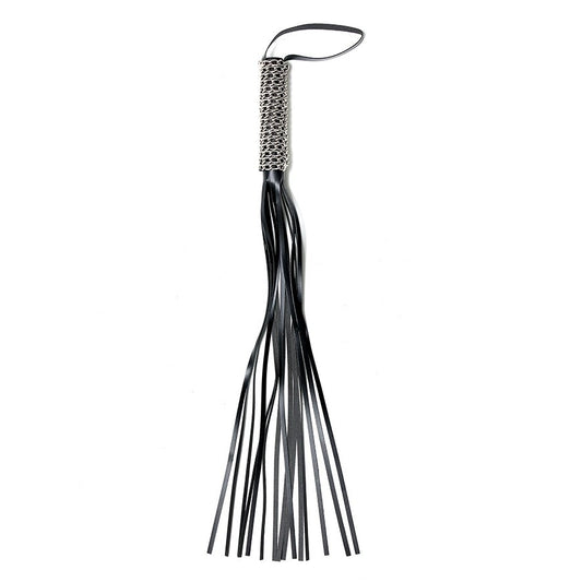 rimba leather and chain whip with a dark handle, suitable for performance use.