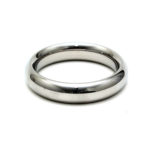 A metallic, smooth-finished cock ring made of metal for enhancing bondage play.