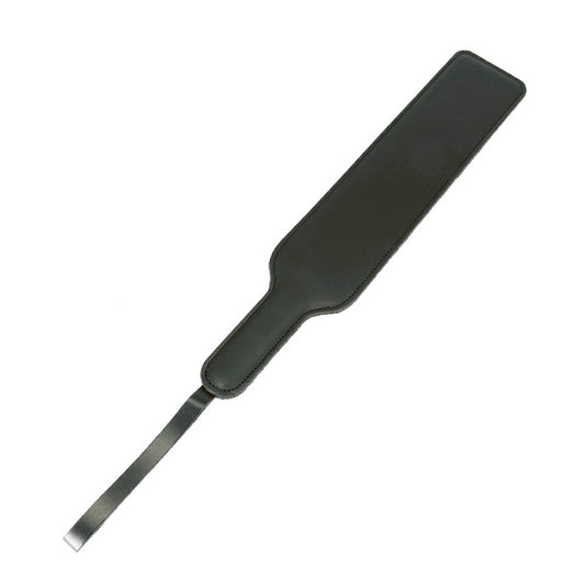 Rimba wide leather paddle, showing the smooth tan leather and sturdy, hand-crafted construction.