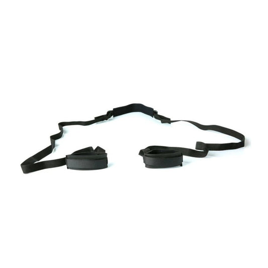 Sportsheets sex sling restraint in black material, used for adventurous couples in the bedroom