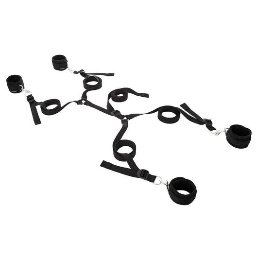 Sportsheets under the bed restraint system in black, adjustable straps for playful bedroom fun.