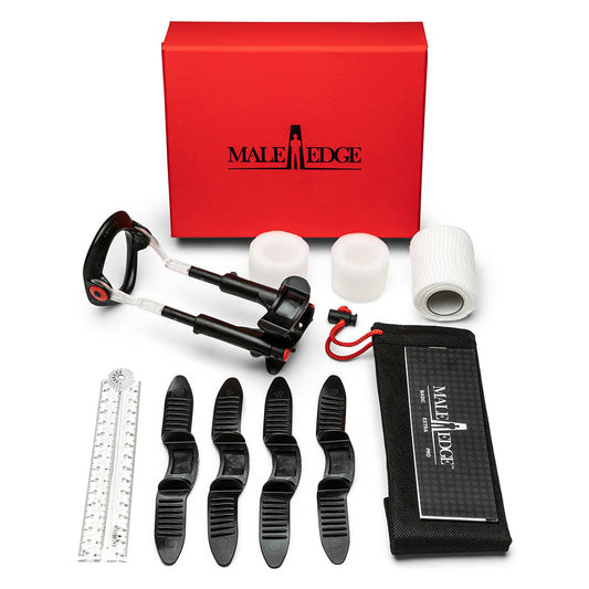 The male edge pro device for penis enlargement, a medical-looking piece of kit.